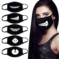 Korean Funny Expression Smile Creative Mouth Face Mask For Mouth Black Kpop Unisex Kawaii Face Mouth Muffle Mask Cotton Fashion