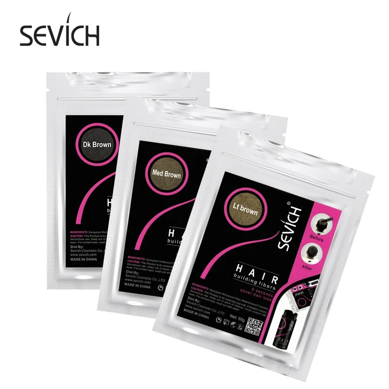 50g Sevich Natural Hair Fibers Hair Extensions Thinning Hair Growth Keratin Fiber Hair Powder Colors Regrowing Treatment