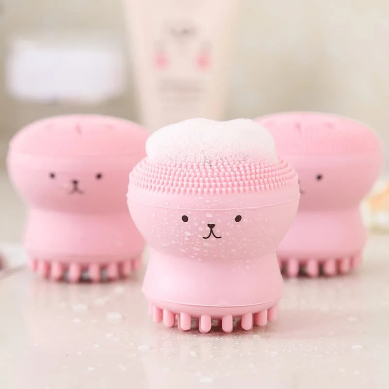 Silicone Face Cleansing Brush Facial Octopus Shape Deep Pore Exfoliating Blackhead Face Scrub Washing Brush Makeup Tool