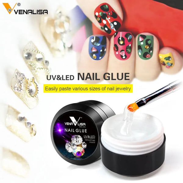 Nail Glue Diamond Stick Gel Firm Viscosity Gel Nail Art Design DIY Soak off UV Glue for LED Rhinestone Decoration Crystal Glue