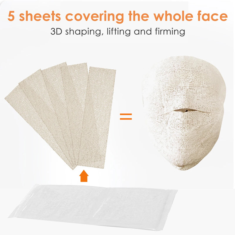 5pcs 5D Shaping Mask Mummy V Face Mask Hydrating Mask Waterproof Moisturizing Sheet Women Face Skin Care Korean Cosmetics