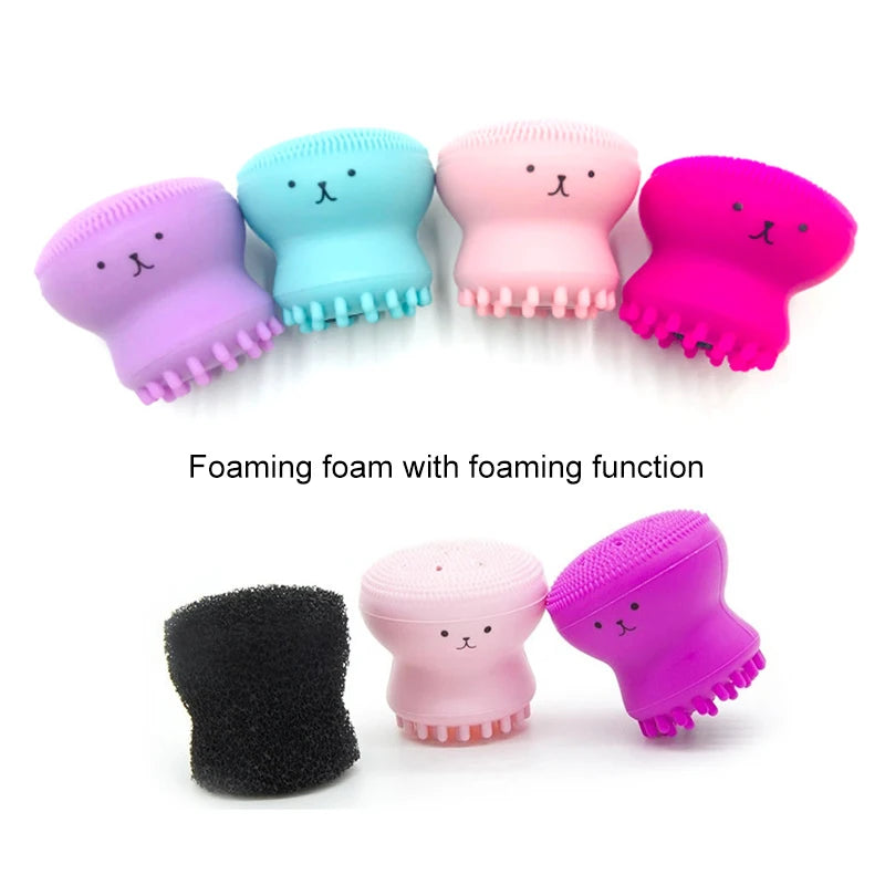 Silicone Face Cleansing Brush Facial Octopus Shape Deep Pore Exfoliating Blackhead Face Scrub Washing Brush Makeup Tool