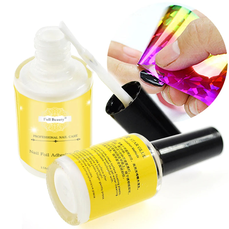 15ml Nail Art Glue For Foil Sticker Nail Transfer Tips White Star Glue Adhesive Nail Accessories Manicure Decoration Tool SA1008