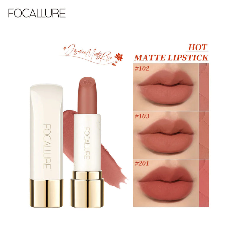 Wholesale FOCALLURE Natural Matte Lipstick Waterproof Smooth Moisturizing Lip Balm Lightweight Lip Glaze Makeup Cosmetics