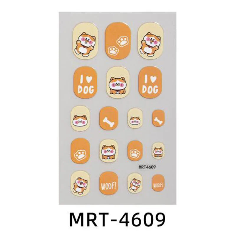 Girls Cute Nail Stickers Little Princess Children's Nail Wraps Tips Kids DIY Nail Art Decors Adhesive Cartoon Animal Fake Nails