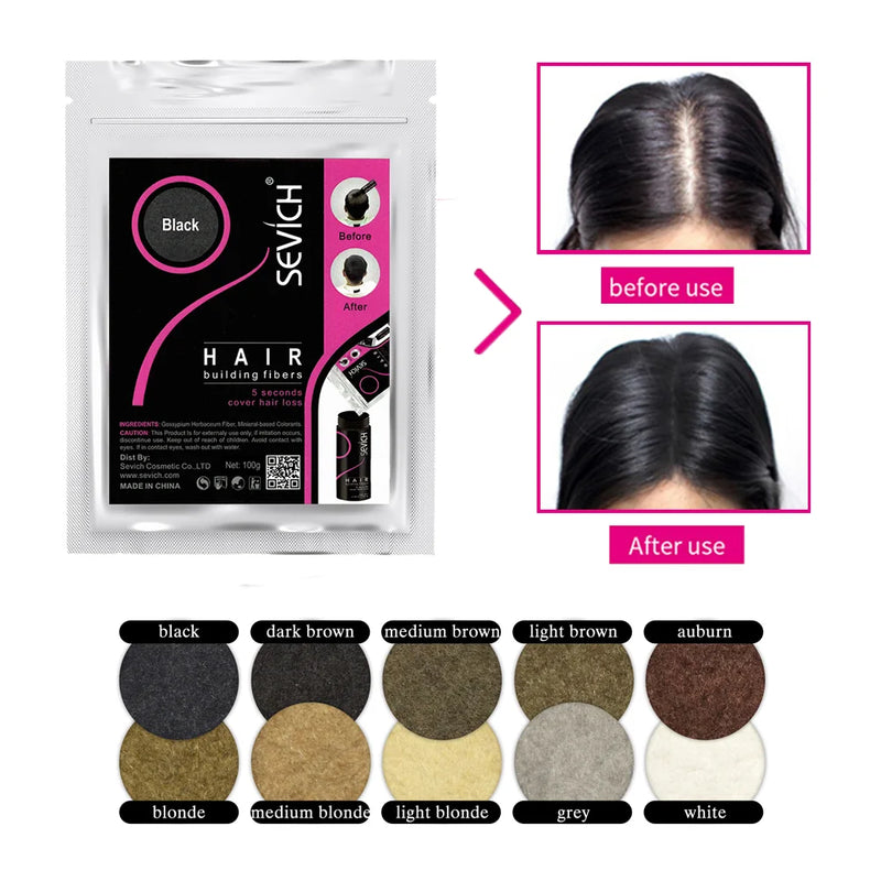 Blender Refill 100g Thickening Instant Hair Fibers Keratin Powders Thin Loss Conceal Fiber Hair Styling Spray Applicator 10color