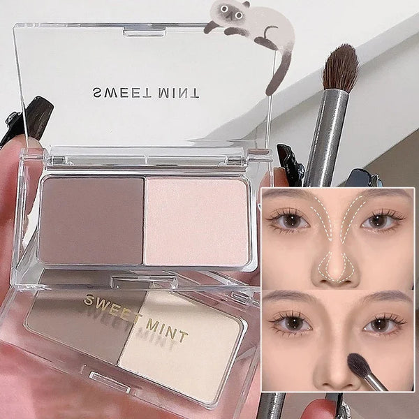 Cool Tone Shading Nose Shadow Palette Double-color Shaping Face Makeup Natural Contour Grooming Matte Powder Highlighter Plate