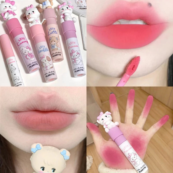 FLORTTE/MIKKO Lip Glaze Co Branded Milk Cake Lip Cream Lasting Non Stick Cup Lip Mud Brightening Matte Lipstick Women Cosmetics