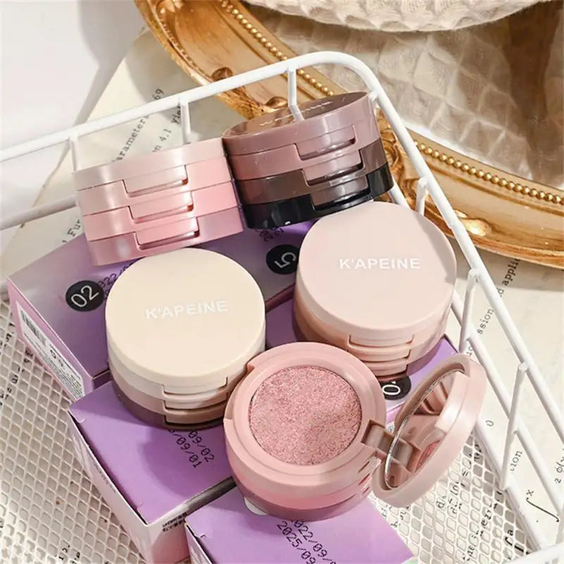 New 3 In 1 Glitter Eyeshadow Highlighter Blush Palette Matte Pearlescent Multifunctional Shimmer Eyes Face Makeup Cosmetics Tool