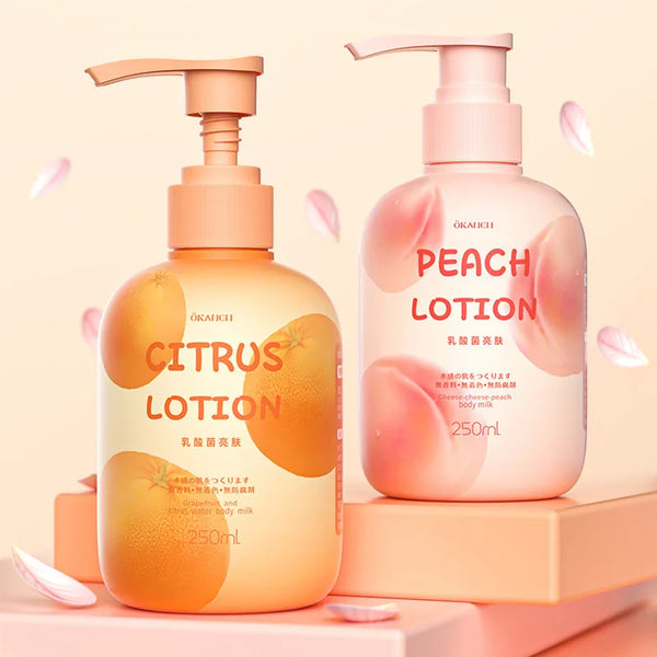 250ml  Citrus & Zhizhi Peach Watery Lactobacillus Softening and Moisturizing Skin Brightening Body Lotion skin care products