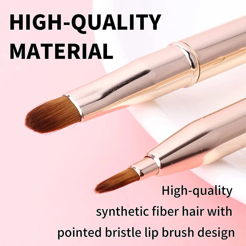 Retractable Lip Makeup Brush Lipstick Lip Gloss Brush Dual Use Eyeshadow Foundation Brush Applicator Travel Cosmetic Beauty Tool