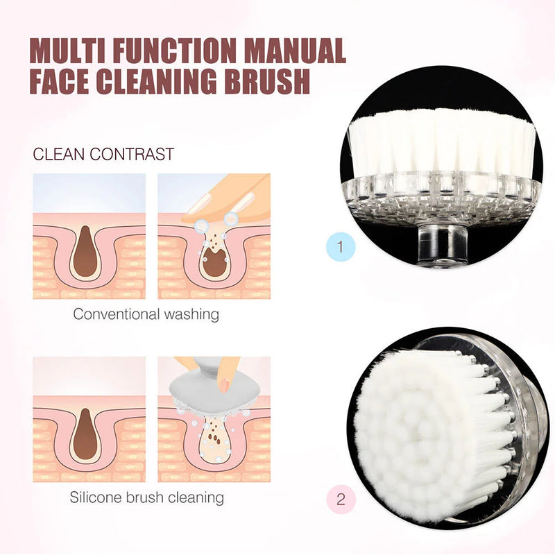 Cleansing Brush Facial Face Scrubber Deep Wash Cleaning Lady Tool Skin Cleanser Quick Dry Handhold