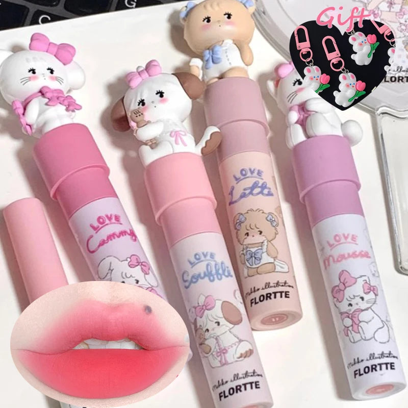 FLORTTE/MIKKO Lip Glaze Co Branded Milk Cake Lip Cream Lasting Non Stick Cup Lip Mud Brightening Matte Lipstick Women Cosmetics