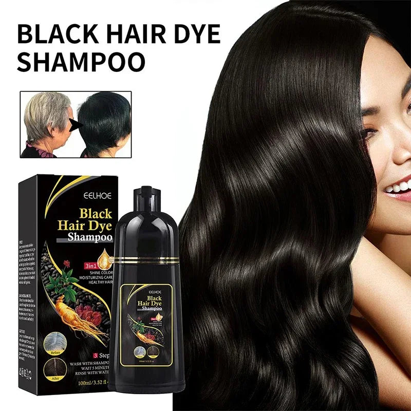 100ml natural dye shampoo for hair, Lasting black hair dye shampoo 3 in 1 White Hair Darkening, For Grey Hair, dark Brown Black