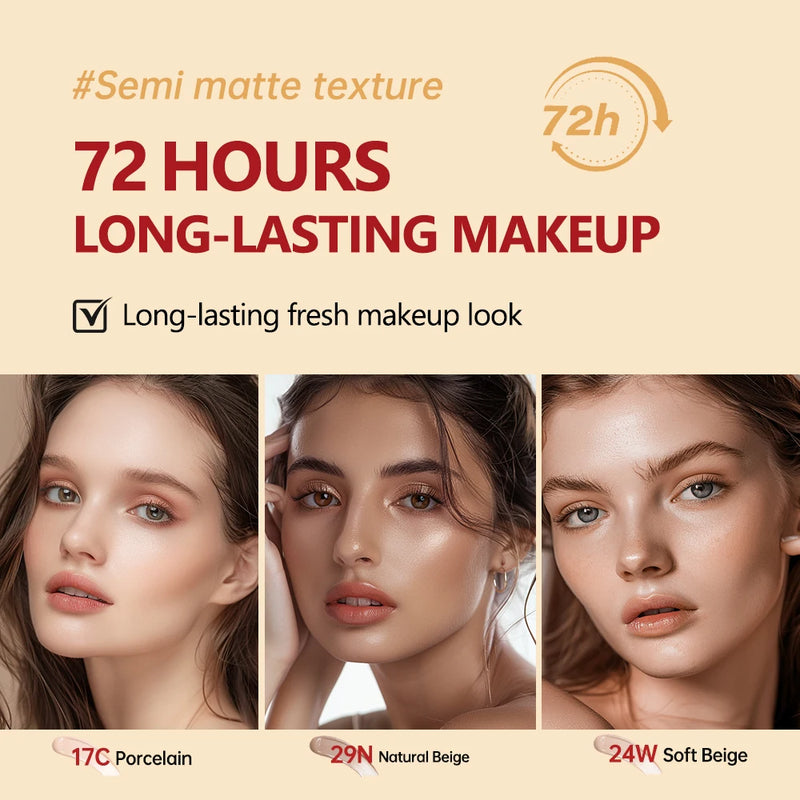 Sunscreen Cushion Foundation Waterproof Long-lasting Brighten Foundation Cream Women Base Makeup Face Korean Cosmetics