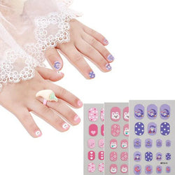 Girls Cute Nail Stickers Little Princess Children's Nail Wraps Tips Kids DIY Nail Art Decors Adhesive Cartoon Animal Fake Nails