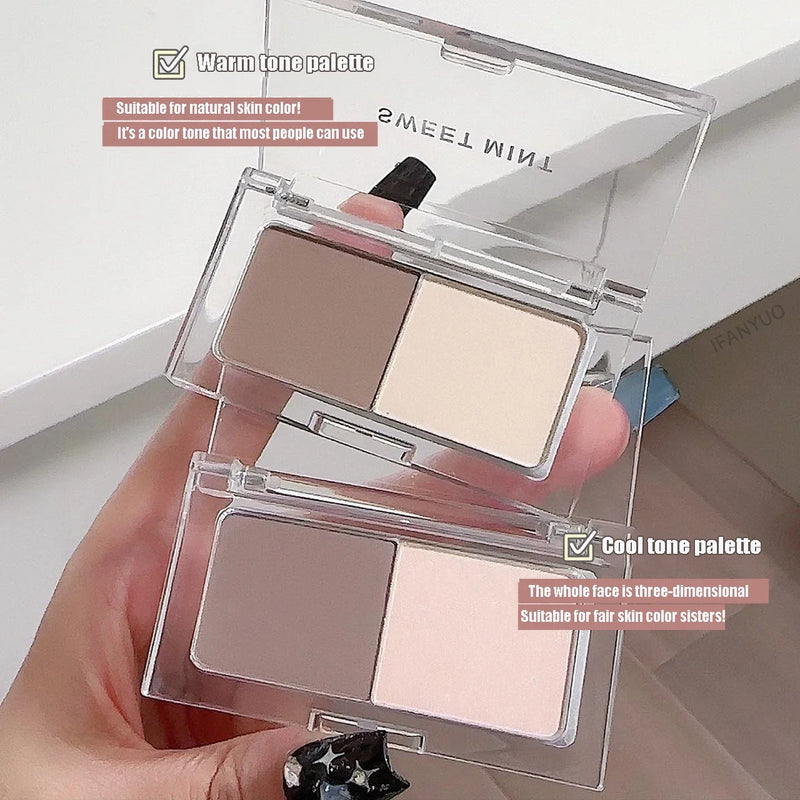 Cool Tone Shading Nose Shadow Palette Double-color Shaping Face Makeup Natural Contour Grooming Matte Powder Highlighter Plate