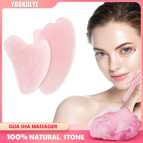 Rose Quartz Face Massager Gua Sha Scraper Natural Jade Stone Skin Care Massager for Body Facial Neck Back Beauty Health Eye SPA