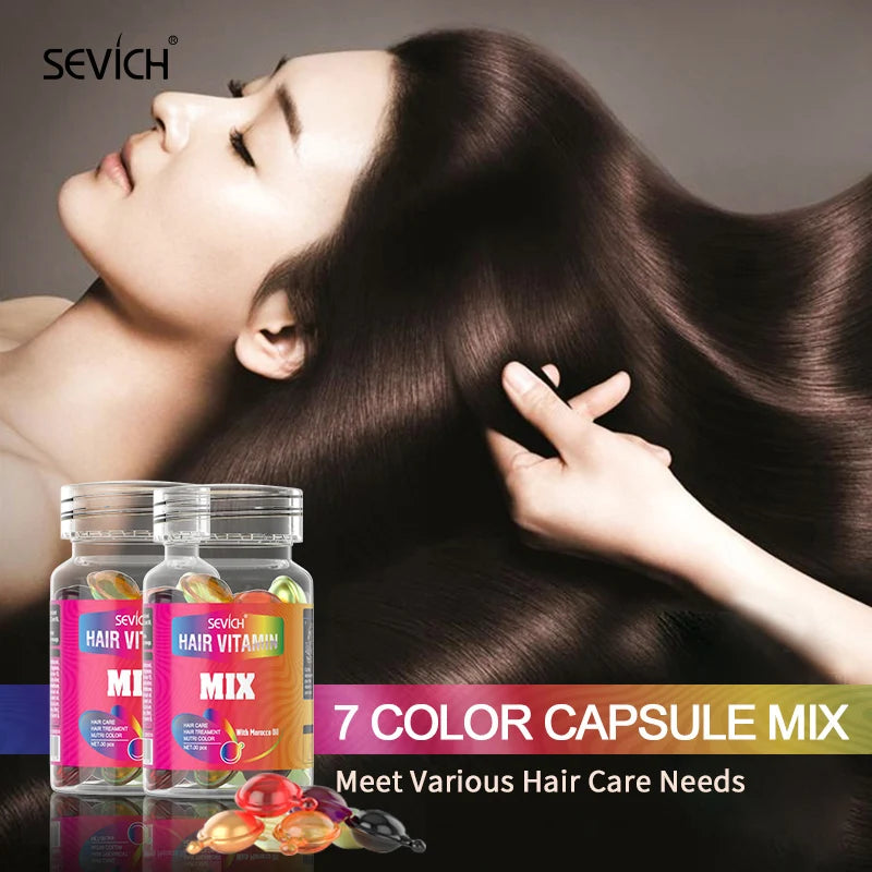 Sevich Mix Hair Vitamin Capsule 30pcs/bottle Keratin Repair Damaged Hair Complex Oil Moroccan Anti-hair Loss Products Hair Care