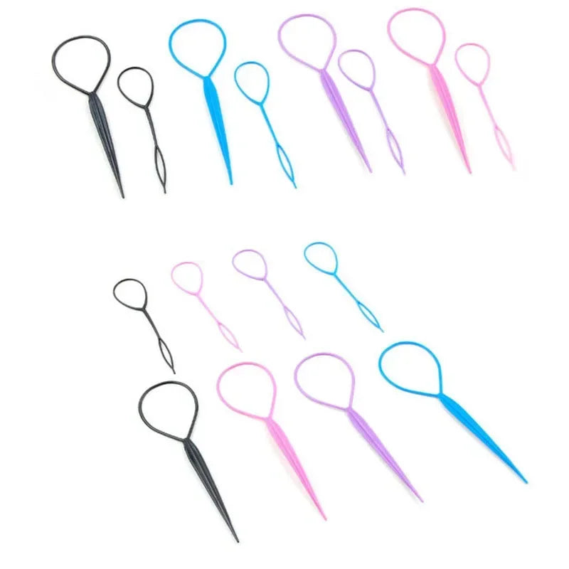 Popular 1SET Ponytail Creator Plastic Loop Styling Tools Pony Topsy Tail Clip Hair Braid Maker Styling Tool For Women Girl