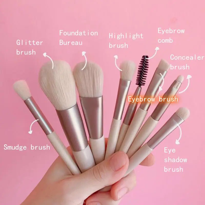 8pcs/set Makeup Brushes Cosmetics Tools Concealer Blush Loose Powder Brush Eye Shadow Highlighter Foundation Blending Brush