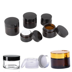 5g-100g Amber Round Glass Jars Pots With Inner Liners & Lids Vials For Lip Balm Lotion Cream Eye shadow Nail Powders Candle jar