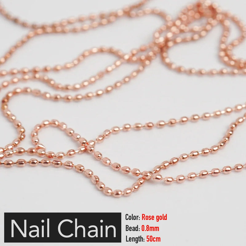 Nail Chain Rose Gold Silver Pixie Stone Beads Decorations Metal Steel Press on Nails Charms Art Jewelry Accessories Manicure