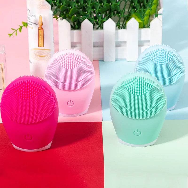 Electric Silicone Facial Brush Cleansing Skin Massager Face Brush Vibration Sonic Cleanser Deep Pore facial brush machine