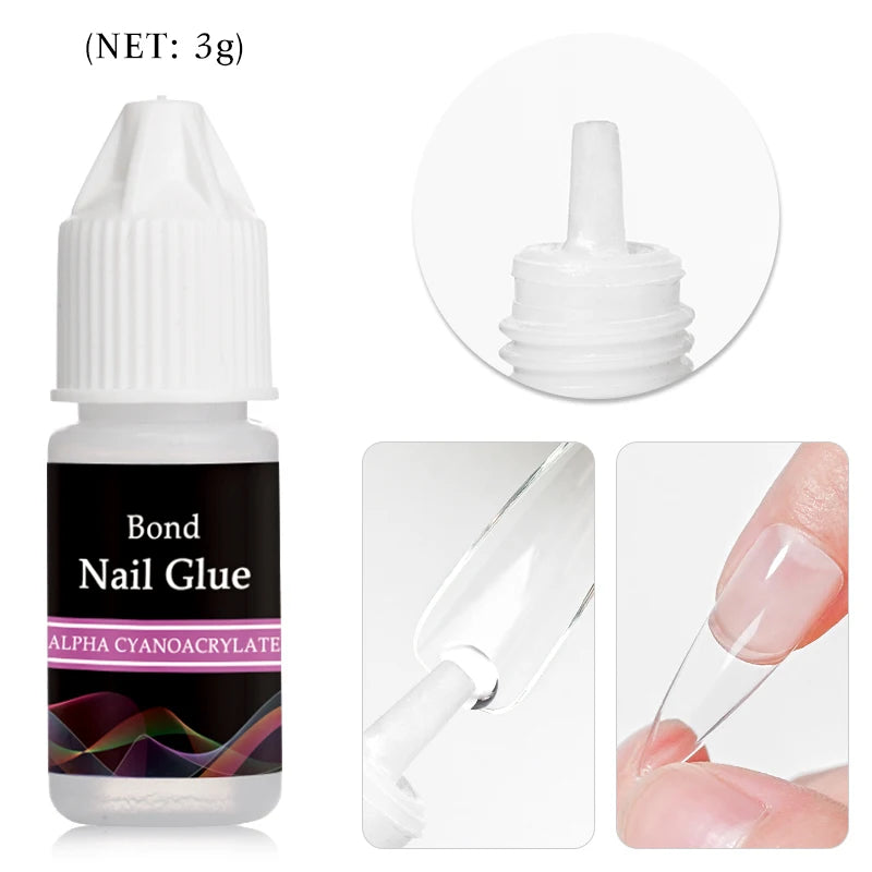 1/3PCS Fast Dry Nail Glue For 3D Rhinestone Decorations False Nail Tips Adhesive Acrylic Nails Art For Manicure Extension Tools