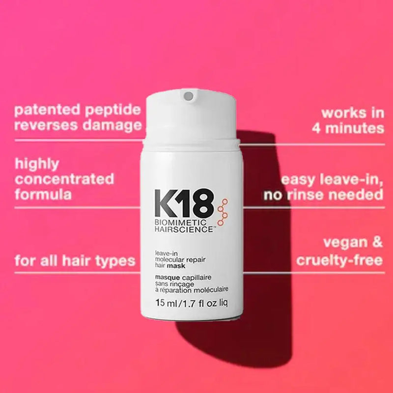 K18 Leave-In Molecular Repair Hair Mask Softens and Restores Damaged Hair Deep Keratin Treatment for Hair and Scalp Hair Care