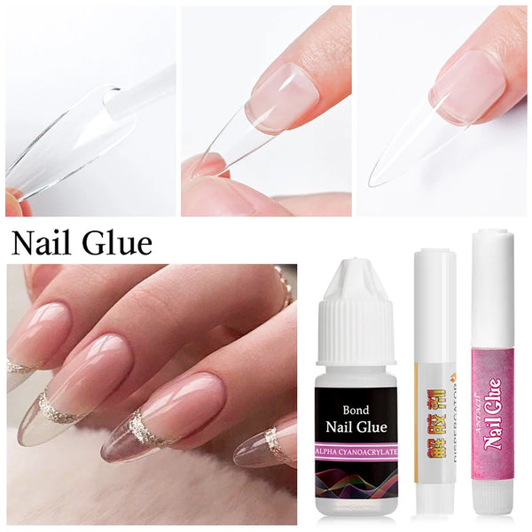 1/3PCS Fast Dry Nail Glue For 3D Rhinestone Decorations False Nail Tips Adhesive Acrylic Nails Art For Manicure Extension Tools