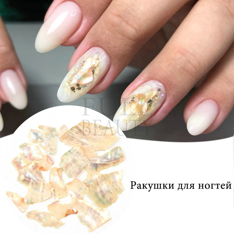 Abalone Shell For Nails Mother Of Pearl Nail Art Mica Slice Mermaid Glitter Flakes Summer Decoration Manicure Paillettes GLBH