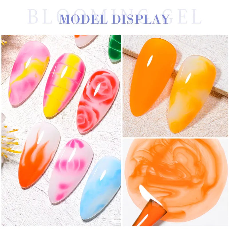 MEET ACROSS Clear Blooming Gel 7ml UV LED Gel Nail Polish Soak Off Nail Art Spreading Effect Marble Nail Polish Gel Paint