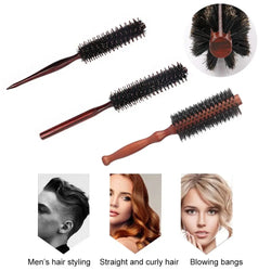 Anti Static Boar Bristle Hair Round Brush Blow Drying Brush Styling Hair Brush with Wooden Handle Hair Curly Comb Hair Brush