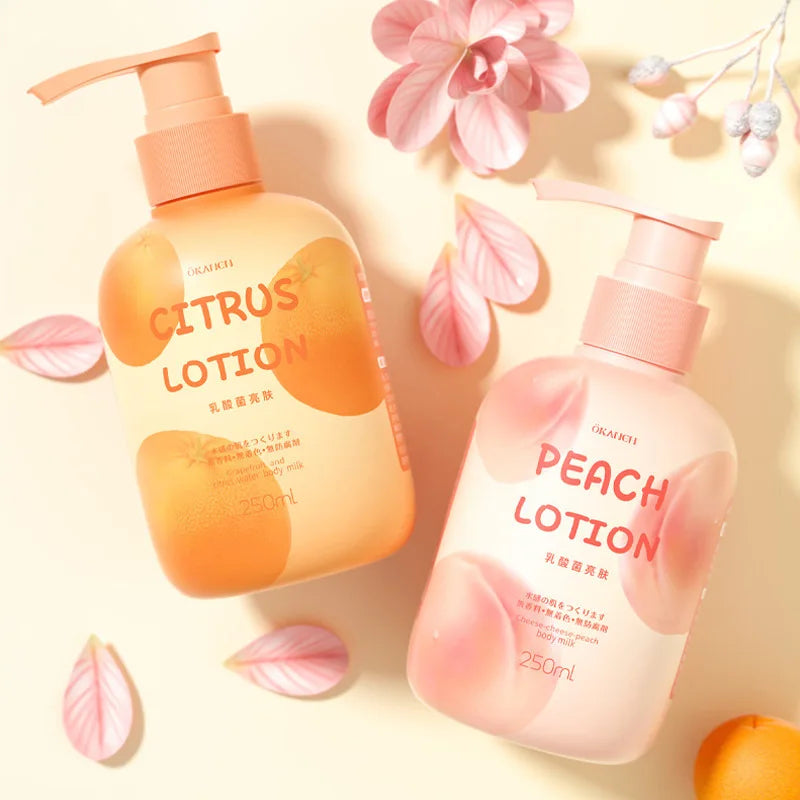 250ml  Citrus & Zhizhi Peach Watery Lactobacillus Softening and Moisturizing Skin Brightening Body Lotion skin care products