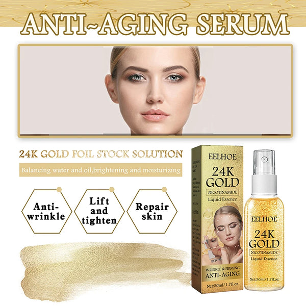 24K Gold Absorbable Face Filler Serum Active Collagen Silk Thread Face Anti-Aging Essence Smoothing Firming Hyaluronic Skin Care