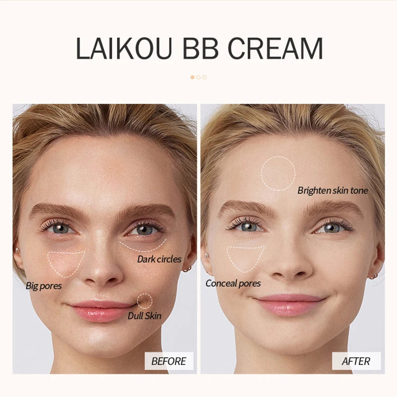 BB Cream Full Cover Face Base Liquid Foundation Makeup Waterproof Lasting Face Concealer Whitening Cream Korean Makeup Cosmetic