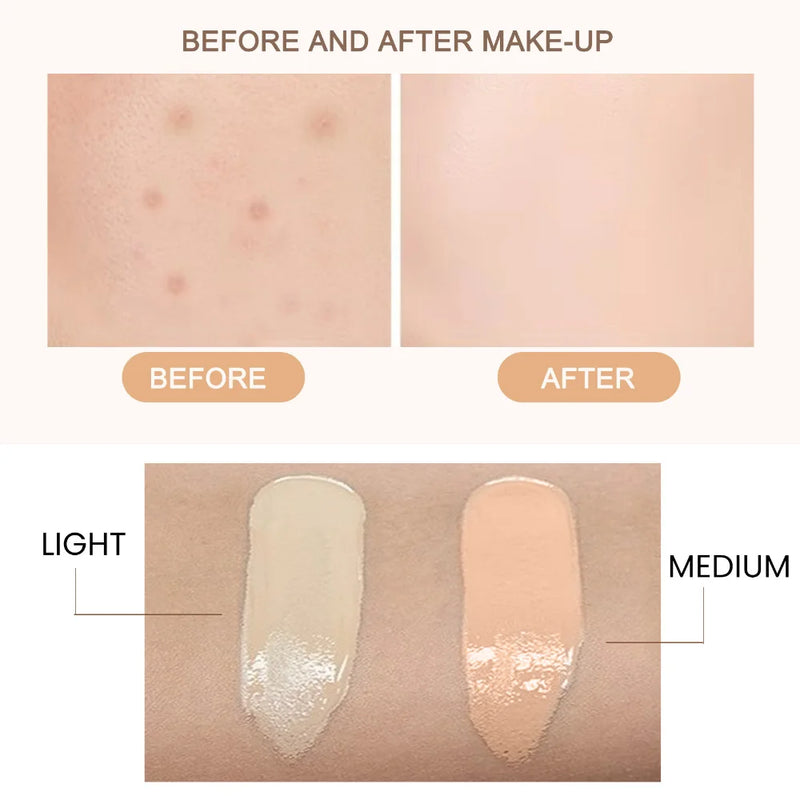 30ML CC Cream Natural Concealer Liquid Foundation Waterproof Long Lasting Isolation BB Cream Brightening Oil-control Base Makeup