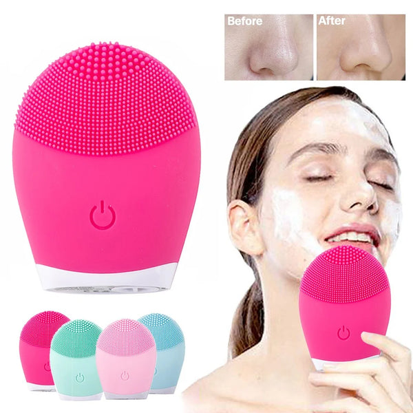 Electric Silicone Facial Brush Cleansing Skin Massager Face Brush Vibration Sonic Cleanser Deep Pore facial brush machine