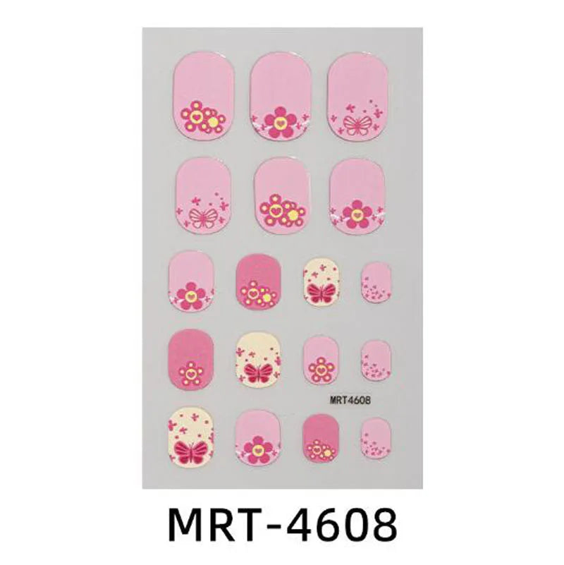 Girls Cute Nail Stickers Little Princess Children's Nail Wraps Tips Kids DIY Nail Art Decors Adhesive Cartoon Animal Fake Nails