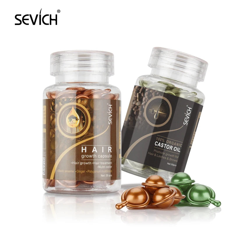 Sevich Mix Hair Vitamin Capsule 30pcs/bottle Keratin Repair Damaged Hair Complex Oil Moroccan Anti-hair Loss Products Hair Care