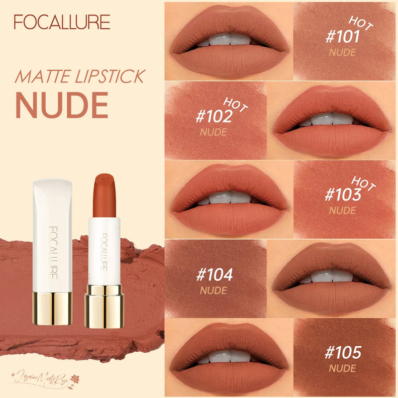 Wholesale FOCALLURE Natural Matte Lipstick Waterproof Smooth Moisturizing Lip Balm Lightweight Lip Glaze Makeup Cosmetics