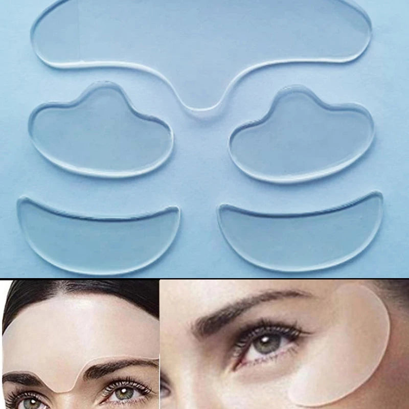 5Pcs Face Forehead Neck Eye Anti Wrinkle Aging Care Sticker Pad Patch Reusable Anti Wrinkle Silicone Patches Skin Lifting Tool