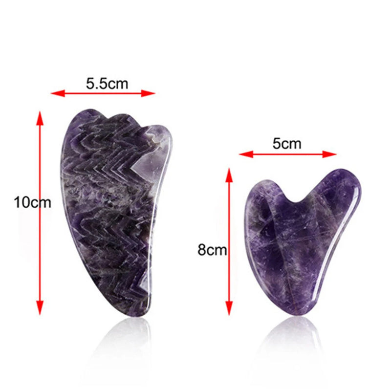 Natural Amethyst Jade Gua Sha Gouache Scraper Massager for Face Thin Face Skin Lifting Facial Scraper Beauty SPA Skin Care Tools