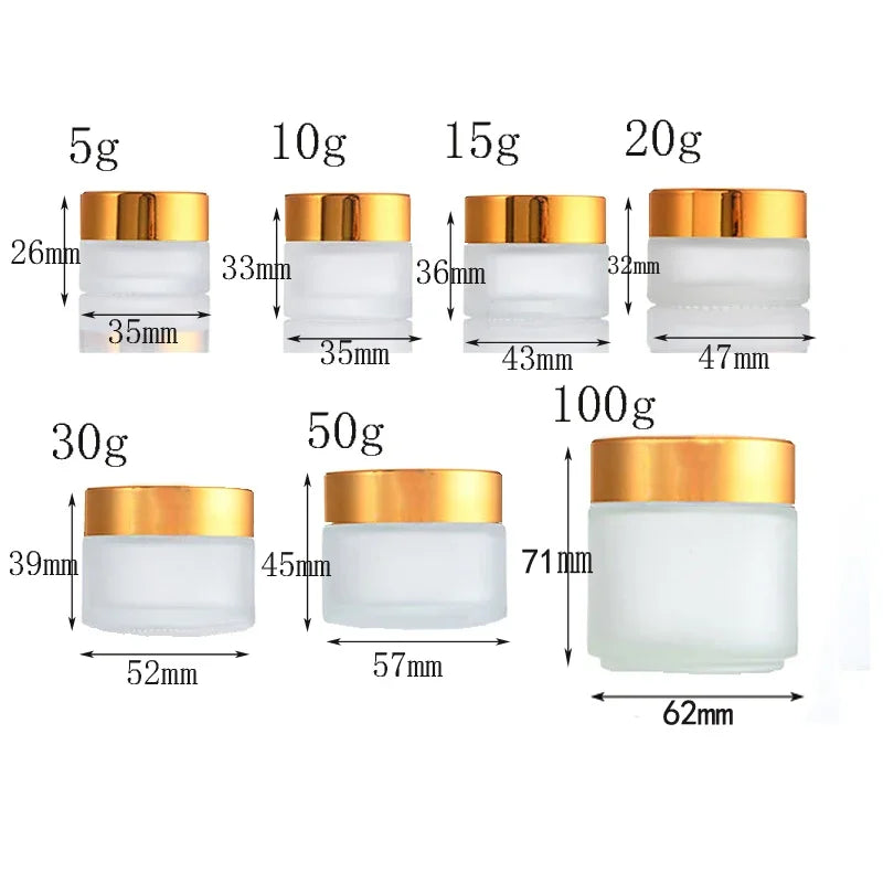 5g-100g Amber Round Glass Jars Pots With Inner Liners & Lids Vials For Lip Balm Lotion Cream Eye shadow Nail Powders Candle jar