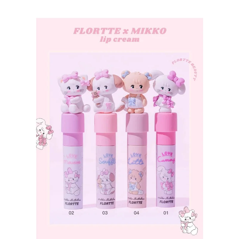 FLORTTE/MIKKO Lip Glaze Co Branded Milk Cake Lip Cream Lasting Non Stick Cup Lip Mud Brightening Matte Lipstick Women Cosmetics