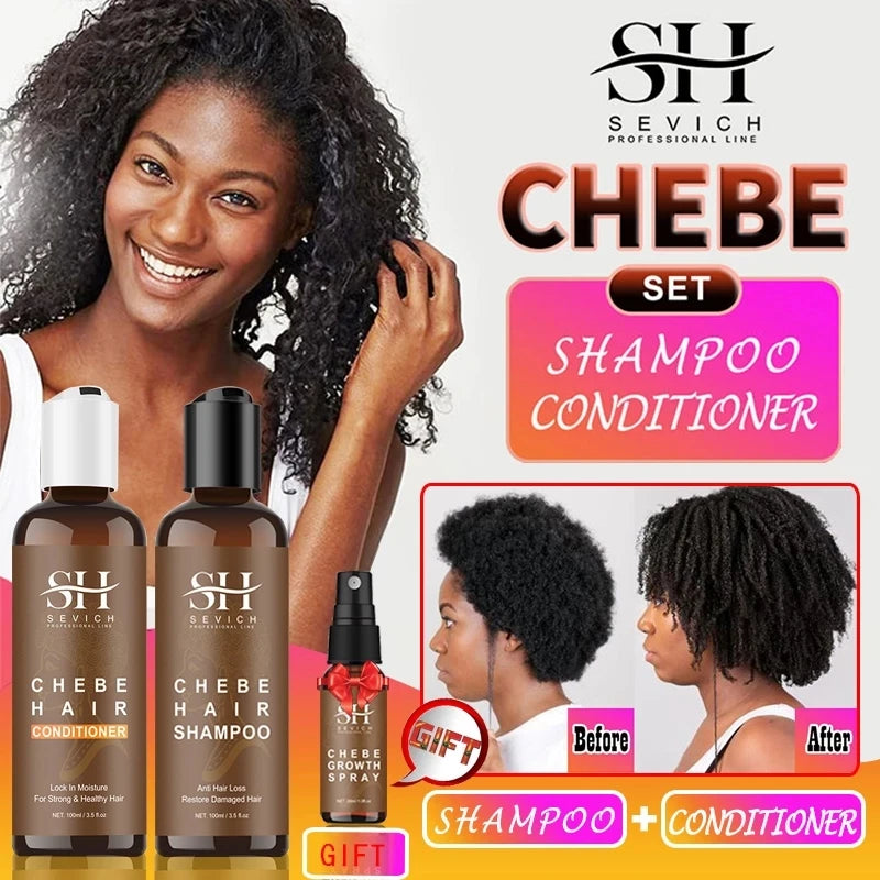 Chebe New Set African Traction Alopecia Treatment Crazy Hair Growth Oil Spray Edge Control Hair Styling Braiding Gel Wax Sevich