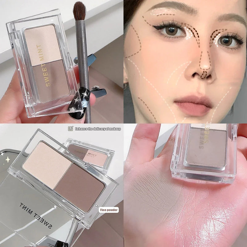 Cool Tone Shading Nose Shadow Palette Double-color Shaping Face Makeup Natural Contour Grooming Matte Powder Highlighter Plate