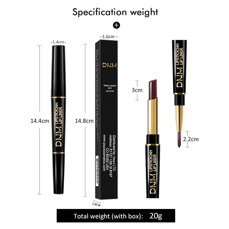 Double Ended Matte Lipstick Women Lip Liner 2 in 1 Makeup Matte Lipstick Durable Waterproof Nude Red Lipstick Lips Cosmetics New