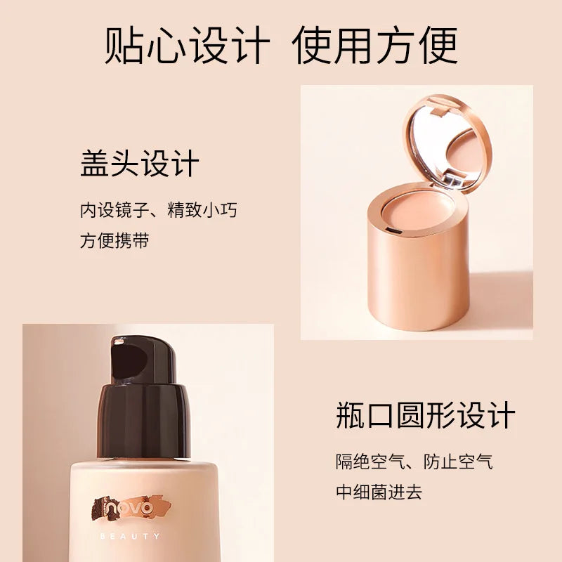 NOVO Professional new liquid foundation concealer cream 2 in 1 face base korean lasting makep 30ml private label